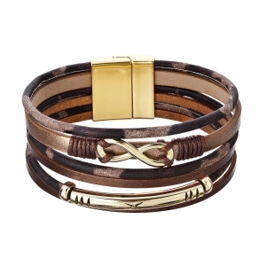 Náramok textilný široký s ozdobou infinity 53011.3 brown