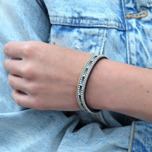 Náramok tmavo modrý textilný 53008.3 blue