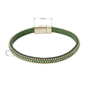 Náramok zelený textilný s kryštálmi 53007.3 peridot
