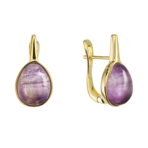 Pozlátené náušnice kvapky s ametystom 11730.3