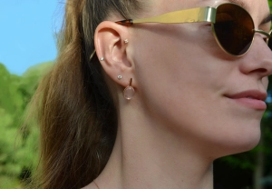 Pozlátené náušnice kvapky s ruženínom 11730.3 rose gold