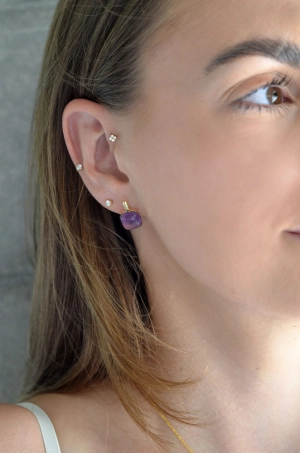 Pozlátené náušnice s ametystom 11731.3