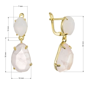 Pozlátené náušnice s ruženínom a chalcedónom 11740.3