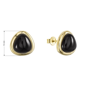 Pozlátené náušnice trojuholník s onyxom 11728.3