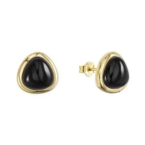 Pozlátené náušnice trojuholník s onyxom 11728.3