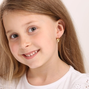 Pozlátené strieborné náušnice anjeli so srdiečkami 11721.1