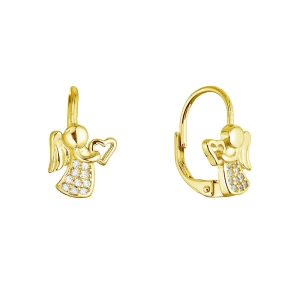 Pozlátené strieborné náušnice anjeli so srdiečkami 11721.1