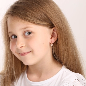 Pozlátené strieborné náušnice anjeli so srdiečkami 11721.1 rose gold