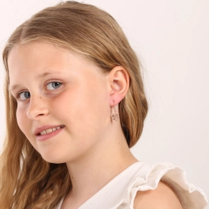 Pozlátené strieborné náušnice štvorlístky 61132 rose gold