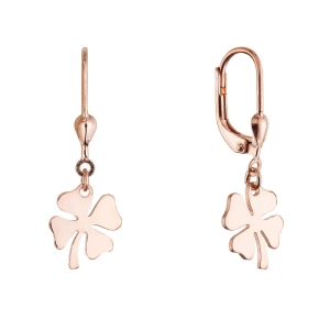 Pozlátené strieborné náušnice štvorlístky 61132 rose gold