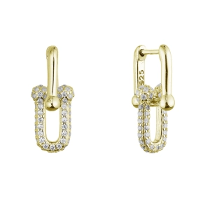 Pozlátené strieborné náušnice elegantné uzle so zirkónmi 11660.1