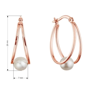Pozlátené strieborné náušnice kruhy so syntetickou perlou 31325.1 rose gold