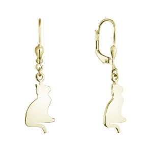 Pozlátené strieborné náušnice mačky 61129