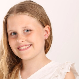 Pozlátené strieborné náušnice kvietky s ružovým zirkónom 11702.3 rose