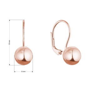 Pozlátené strieborné náušnice lesklá gulička 61136 rose gold