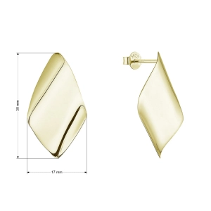 Pozlátené strieborné náušnice lesklé kosoštvorce 61082