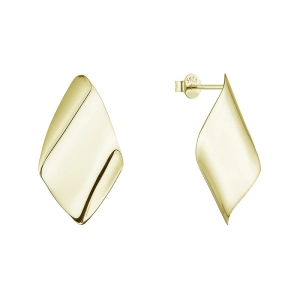 Pozlátené strieborné náušnice lesklé kosoštvorce 61082