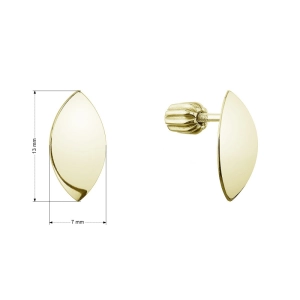 Pozlátené strieborné náušnice lesklý lístoček 61137