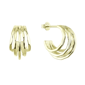 Pozlátené strieborné náušnice päť vlnitých kruhov 61081