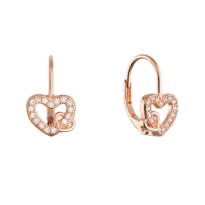 Pozlátené strieborné náušnice prepletené srdiečka 11718.1 rose gold