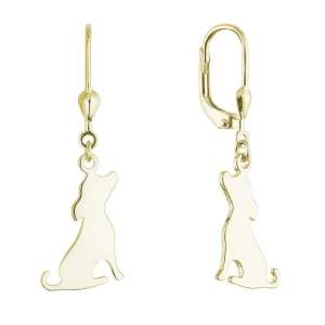 Pozlátené strieborné náušnice psy 61130