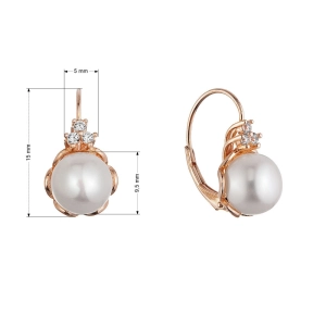 Pozlátené strieborné náušnice s riečnou perlou usadenou v kvietku 21108.1 rose gold