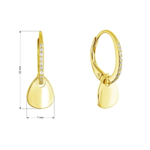 Pozlátené strieborné náušnice so zavesenou placičkou 11722.1