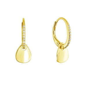 Pozlátené strieborné náušnice so zavesenou placičkou 11722.1