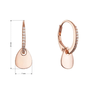 Pozlátené strieborné náušnice so zavesenou placičkou 11722.1 rose gold