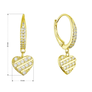 Pozlátené strieborné náušnice so zaveseným srdiečkom 11720.1