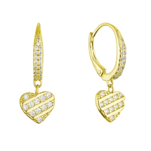 Pozlátené strieborné náušnice so zaveseným srdiečkom 11720.1