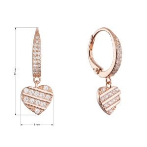 Pozlátené strieborné náušnice so zaveseným srdiečkom 11720.1 rose gold