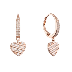 Pozlátené strieborné náušnice so zaveseným srdiečkom 11720.1 rose gold