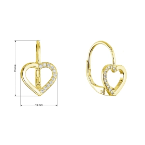 Pozlátené strieborné náušnice srdca 11716.1