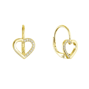 Pozlátené strieborné náušnice srdca 11716.1