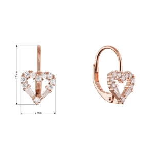 Pozlátené strieborné náušnice srdca 11717.1 rose gold
