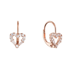 Pozlátené strieborné náušnice srdca 11717.1 rose gold