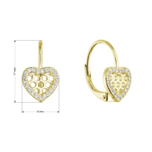 Pozlátené strieborné náušnice srdiečka 11715.1