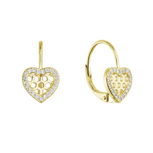 Pozlátené strieborné náušnice srdiečka 11715.1