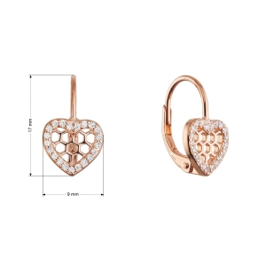 Pozlátené strieborné náušnice srdiečka 11715.1 rose gold