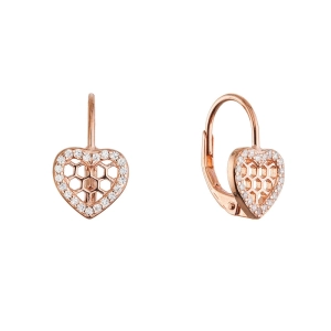 Pozlátené strieborné náušnice srdiečka 11715.1 rose gold
