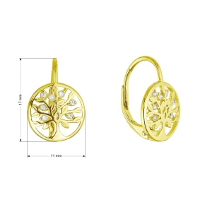 Pozlátené strieborné náušnice strom života so zirkónmi 11712.1