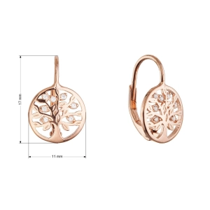 Pozlátené strieborné náušnice strom života so zirkónmi 11712.1 rose gold