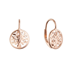 Pozlátené strieborné náušnice strom života so zirkónmi 11712.1 rose gold
