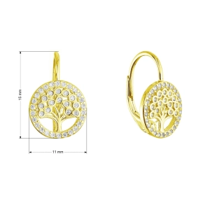Pozlátené strieborné náušnice strom života so zirkónmi 11713.1