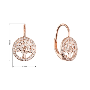 Pozlátené strieborné náušnice strom života so zirkónmi 11713.1 rose gold