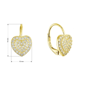 Pozlátené strieborné náušnice trblietavé srdce 11714.1