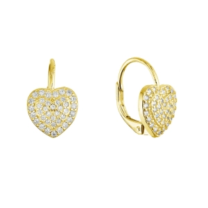 Pozlátené strieborné náušnice trblietavé srdce 11714.1