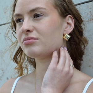 Pozlátené strieborné náušnice veľké kosoštvorce 61128