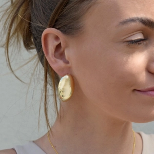 Pozlátené strieborné náušnice veľké oválne 61119